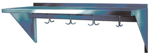 Winholt SSWMSH104 Fabricated Wall Mounted Stainless Steel Shelves with Pot Hooks, 10" Wide, 48" Length