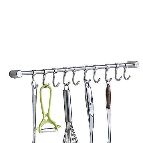 Amazon best vidwala kitchen wall hanging cookware rack with adjusted hooks wall mount rail utensil storage organizer rcks neatly organizes stainless steel