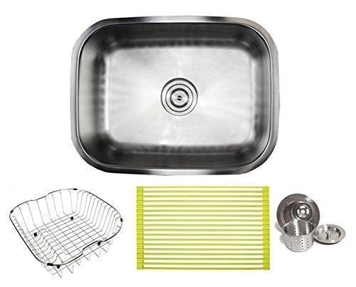 23 Inch Premium 16 Gauge Stainless Steel Undermount Single Bowl Kitchen Sink with FREE ACCESSORIES