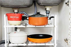Top rated telescopic stand storage shelf 2 tiers under sink organizers expandable storage space saving for kitchen garden home
