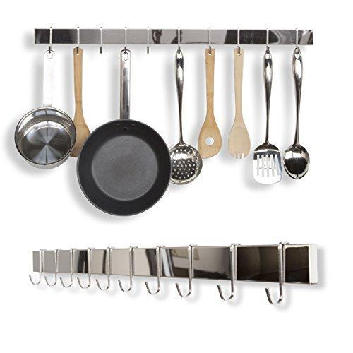 Select nice wallniture kitchen bar rail pot pan lid rack organizer chrome 30 inch set of 2