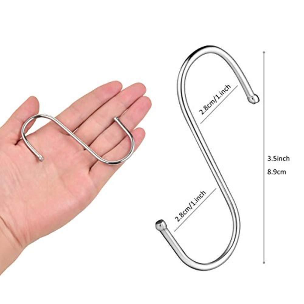 Best 24 pack s shaped hanging hooks hanger hooks 3 5 hanging plant pan cup metal s hooks hanger heavy duty stainless steel s hooks for kitchen bathroom bedroom and office hanging utensils towels