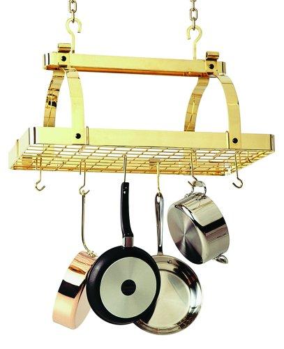 Enclume PR1nbwg-BP Classic Rectangle No Center Bar with Grid Premier Ceiling Rack, Brass