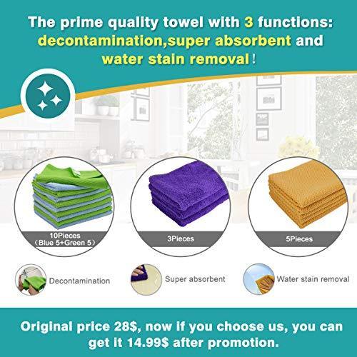 Great cleaning rags thmer 18 pcs microfiber cleaning cloths for kitchen car windows glass bathroom highly absorbent no fabric soft microfiber 12x16 inches
