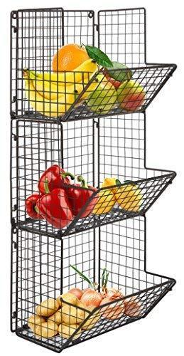 Get hanging fruit basket rustic shelves metal wire 3 tier wall mounted over the door organizer kitchen fruit produce bin rack bathroom towel baskets fruit stand produce storage rustic decor shabby chic
