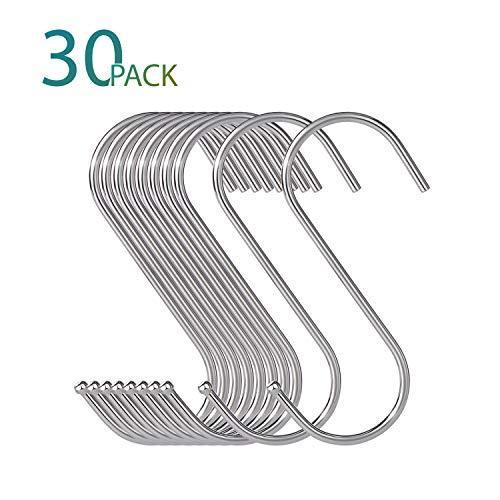 Budget friendly 30 pack large s shaped hanging hooks s hangers for kitchen office bathroom cloakroom and garden heavy duty s hooks by krendr