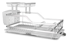 Buy home basics dd44560 2 tier aluminum dish drying storage rack with utensil holder cup holder draining tray for kitchen countertop sink