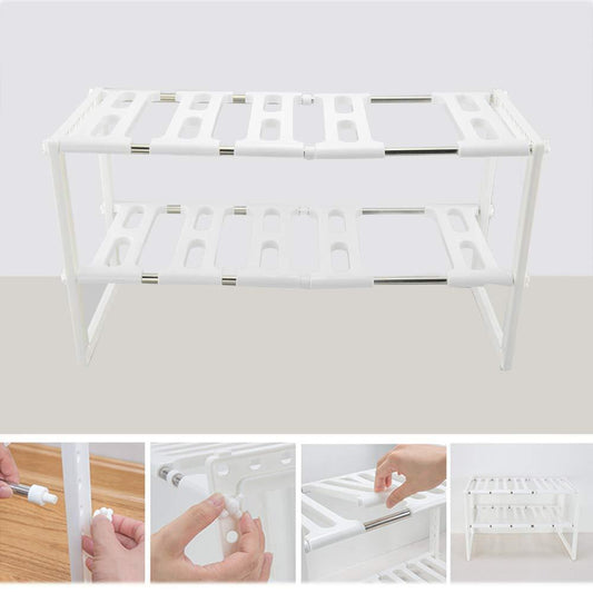 Best 2 tier kitchen shelf organizers rack meoket classic korean style adjustable bathroom cabinet shelf organizer stainless steel storage rack expandable under sink organizer white us stock