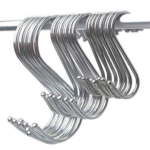 Selection 15 pcs round s shaped hooks s hanging hooks hangers in polished stainless steel metal for kitchen bedroom and office