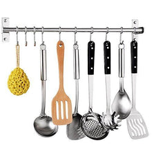 Latest sonorospace kitchen sliding hooks stainless steel hanging rack rail organize kitchen tools with utensil removable s hooks for towel pot pan spoon coats bathrobe bbq wall mounted hanger