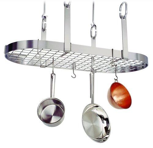 Enclume Premier 4-Point Oval Ceiling Rack with Grid, Stainless Steel