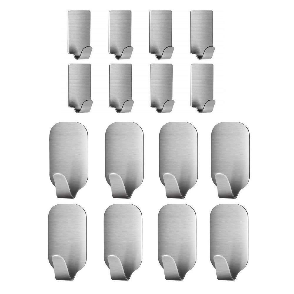 Latest adhesive hooks 16 pack 3m self adhesive wall hooks for key robe coat towel heavy duty stainless steel wall mount hooks for kitchen bathroom toilet