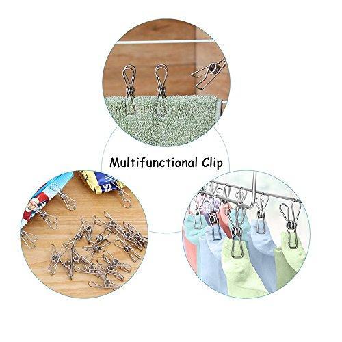 Exclusive 120 pack stainless steel cloth pin 2 2 inch clothesline hook for socks towel bag scarfs hang drying rack tool laundry kitchen cord wire line clothespins pegs file paper bookmark s binder metal clip