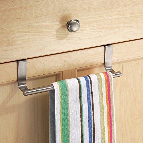 Related kozanay towel bar with hooks for bathroom and kitchen brushed stainless steel towel hanger over cabinet door