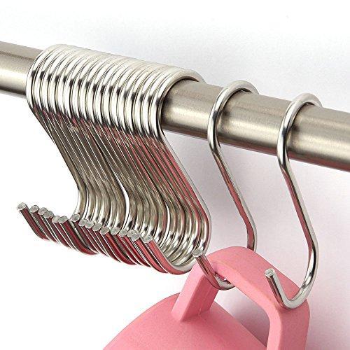 Home nxg 30 pack 2 5 inch nickel plated stainless steel s hook s shape durable hanging hooks for kitchen bathroom closet work place office