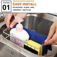 On amazon chilholyd sponge holder sink caddy sink organizer caddy kitchen brush soap stainless steel hanging drain basket for soap brush dishwashing liquid sink organizer drainer rack