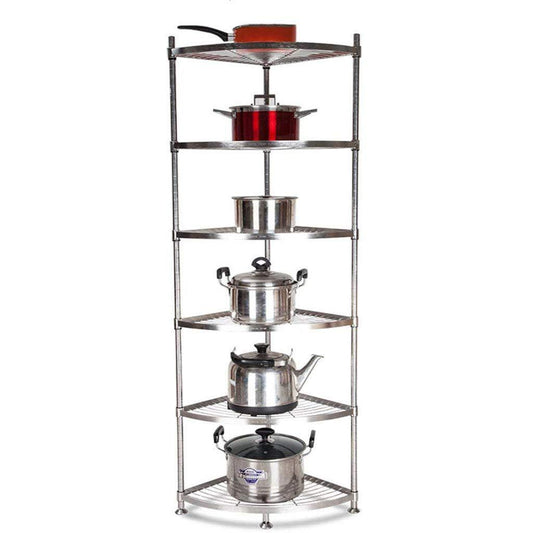 Exclusive ddshelf vertical shelf stainless steel kitchen triangle rack corner rack put pot shelf storage supplies floor multi storey office bathroom adjustable display stand color 6tier size 4040cm