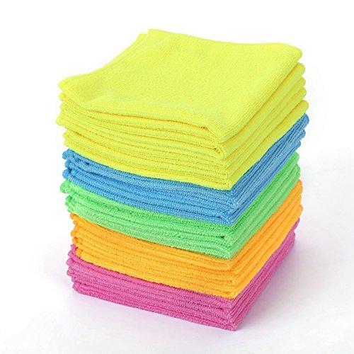 Online shopping microfiber cleaning cloth hijina pack of 20 size 12 x12 for cleaning tasks in the kitchen bathroom dining room and more plain 5 colors x 4