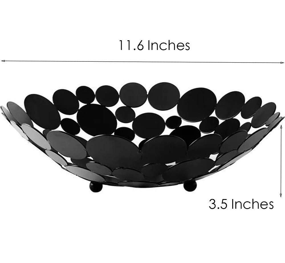 Amazon best littlemu modern creative fruit basket bowl for kitchen counters luxury large metal iron table centerpiece stand for serving fruit snack and home decorative balls black