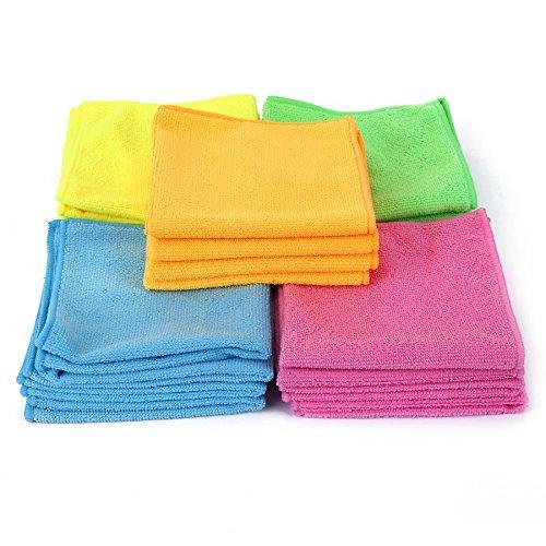 Organize with microfiber cleaning cloth hijina pack of 20 size 12 x12 for cleaning tasks in the kitchen bathroom dining room and more plain 5 colors x 4