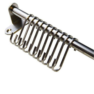 Great stainless steel gourmet kitchen 23 25 inch wall rail pot pan utensil lid rack storage organizer with 10 s hooks