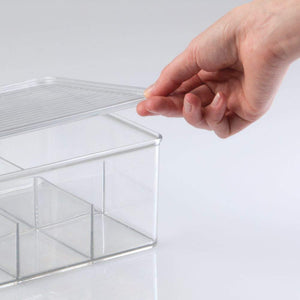 Save on mdesign stackable plastic tea bag holder storage bin box for kitchen cabinets countertops pantry organizer holds beverage bags cups pods packets condiment accessories 4 pack clear