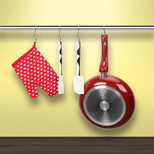 Best seller  prudance small round s shaped stainless steel hanging hooks set with 10 hooks ideal for pots pans spoons other kitchen essentials perfect for clothing