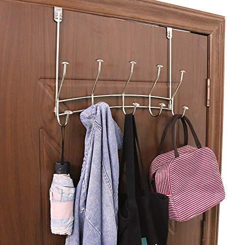 Vibrynt Over The Door Hook Rack, Heavy Duty Organizer Hooks, Over Door Hanger for Clothes, Coats, Towels, Hats or Handbags