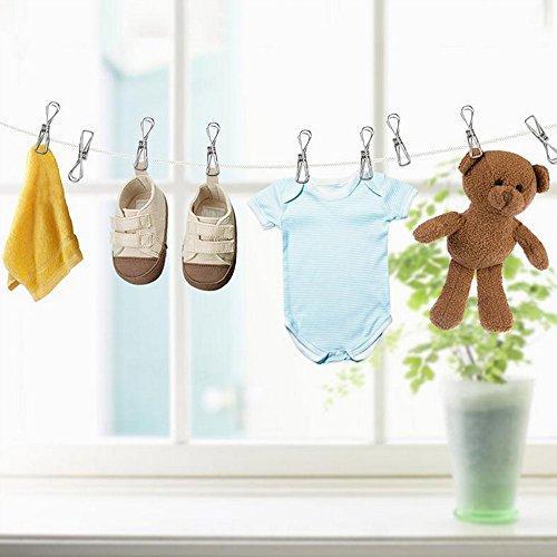 Explore 120 pack stainless steel cloth pin 2 2 inch clothesline hook for socks towel bag scarfs hang drying rack tool laundry kitchen cord wire line clothespins pegs file paper bookmark s binder metal clip
