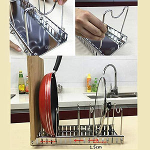 Online shopping adjustable rack pot lid pan shelf dish drainer shelves multifunctional organizers for the kitchen large with 7 holders
