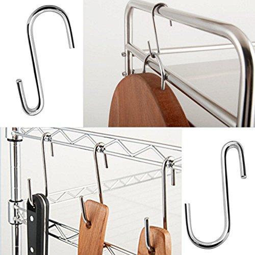 On amazon 40 pack heavy duty s hooks stainless steel s shaped hooks hanging hangers for kitchenware spoons pans pots utensils clothes bags towers tools plants silver