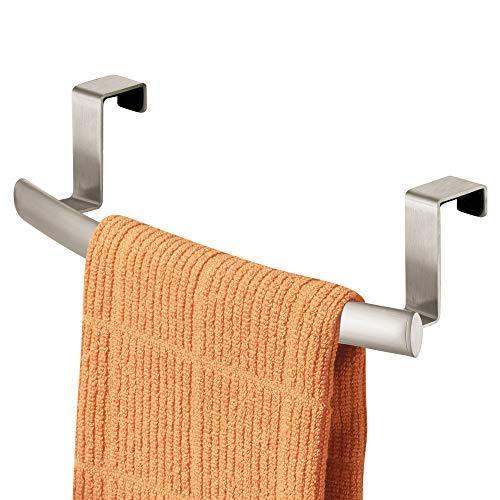 Amazon best mdesign modern metal kitchen storage over cabinet curved towel bar hang on inside or outside of doors organize and hang hand dish and tea towels 9 7 wide 2 pack matte satin