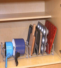 Try simplehouseware 2pk kitchen cabinet pan and pot lid organizer rack total 6 compartments silver