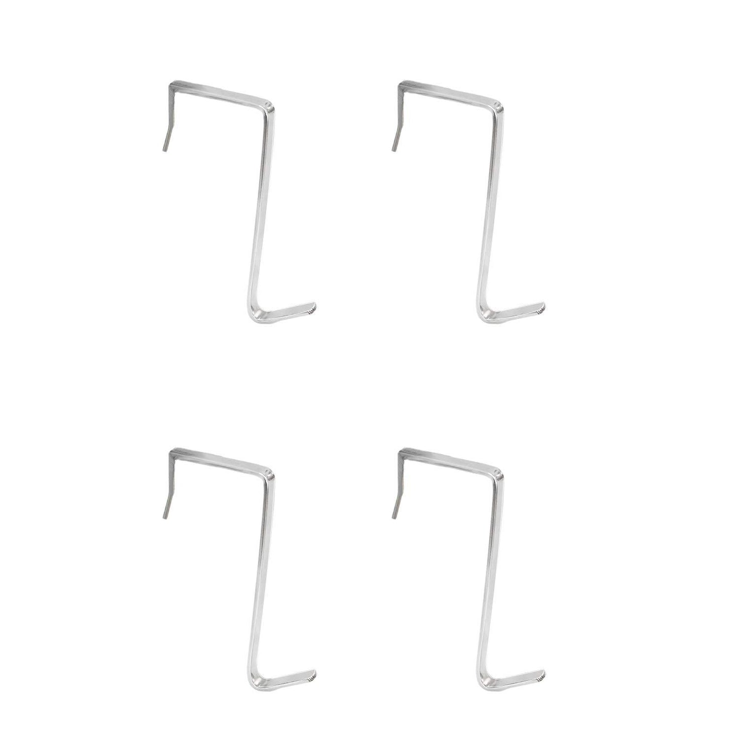 4 Packs Over The Door Hooks, Cubicle Hooks for Hanging, Stainless Steel Heavy Duty Door Hooks for Clothes, Towels, Purse Hanger Hooks for Bathroom, Closet Back of Door Hooks (Sliver)