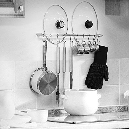 Try squelo kitchen rail rack wall mounted utensil hanging rack stainless steel hanger hooks for kitchen tools pot towel
