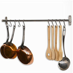 Discover the tevizz gourmet kitchen wall mount rail and hooks stainless steel pot pan lid holder rack