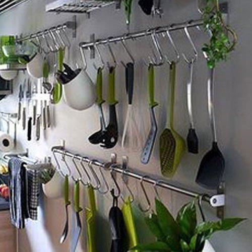 Online shopping fasthomegoods stainless steel gourmet kitchen wall rail with 10 large s hooks