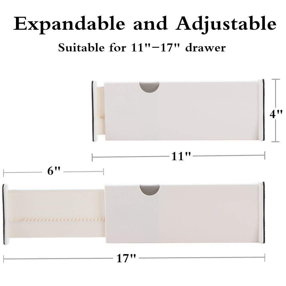 Featured normei drawer dividers 11 17 expandable adjustable dresser drawer organizers divider for clothes silverware and utensils fit kitchen bedroom bookcase baby drawer with instructions 8 pack