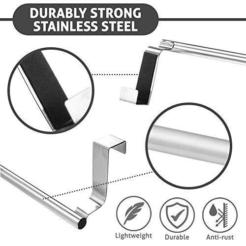 Budget over cabinet towel bar with hooks 14 brushed stainless steel towel rack for bathroom and kitchen with 22 lbs maximum load