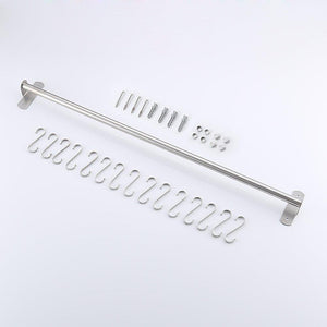 Selection kes kitchen rail rack wall mounted utensil hanging rack brushed stainless steel hanger hooks for kitchen tools pot towel 15 sliding hooks kur209s80 2
