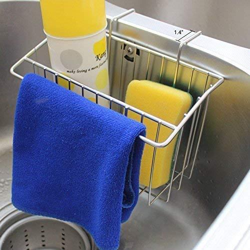 Latest chilholyd sponge holder sink caddy sink organizer caddy kitchen brush soap stainless steel hanging drain basket for soap brush dishwashing liquid sink organizer drainer rack