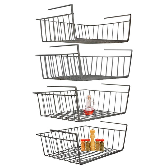 Shop for under shelf basket 4 pack black wire rack slides under shelves for storage space on kitchen pantry desk bookshelf cupboard