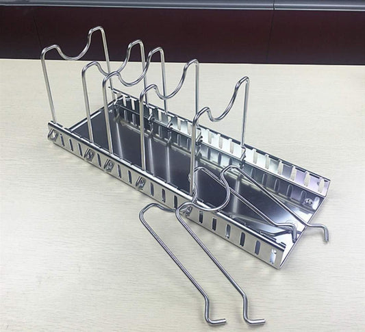 Latest adjustable lid holder wisfruit expandable lid rack kitchen cookware drain rack pan pot lid plate organizer racks total 8 adjustable compartments stores 7 lids 7 dividers