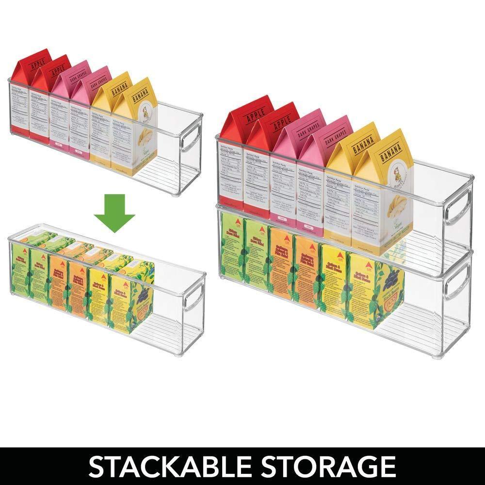 Products mdesign plastic stackable kitchen pantry cabinet refrigerator or freezer food storage bins with handles organizer for fruit yogurt snacks pasta bpa free 16 long 8 pack clear