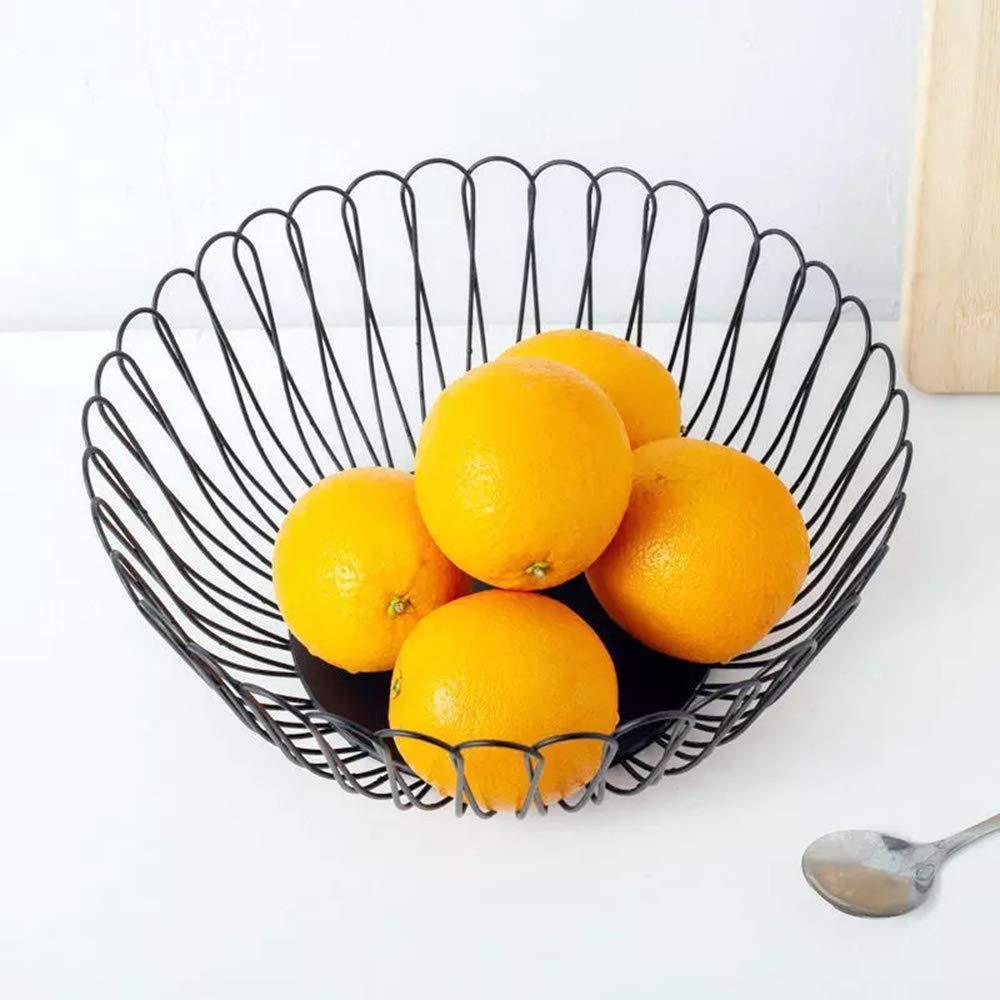 Best seller  creative wire fruit dish basket bowl modern large black decorative table centerpiece holder for kitchen counters living room 10 62 inch petals
