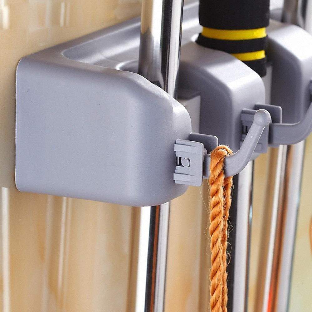 Discover the free walker magic wall mount mop holder with 5 positons and 6 hooks broom holder hanger brush cleaning tools for home kitchen prefect for storage and organization 5 postions