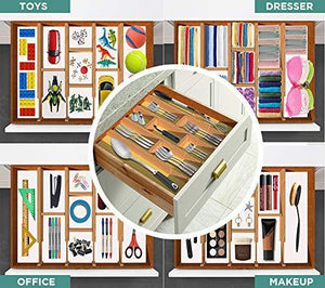 On amazon skatco bamboo drawer dividers spring adjustable kitchen drawer organizers set of 4 bamboo drawer organizer drawer divider for the kitchen bedroom dresser office bathroom natural