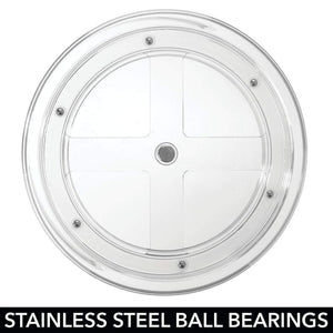 Top mdesign deep plastic lazy susan turntable food storage bin with handles rotating organizer for kitchen pantry cabinet cupboard refrigerator or freezer 9 round 4 pack clear