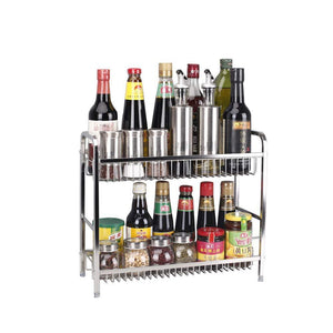 Amazon spice rack organizer fresh household 2 tier spice jars bottle stand holder stainless steel kitchen organizer storage kitchen shelves rack silver