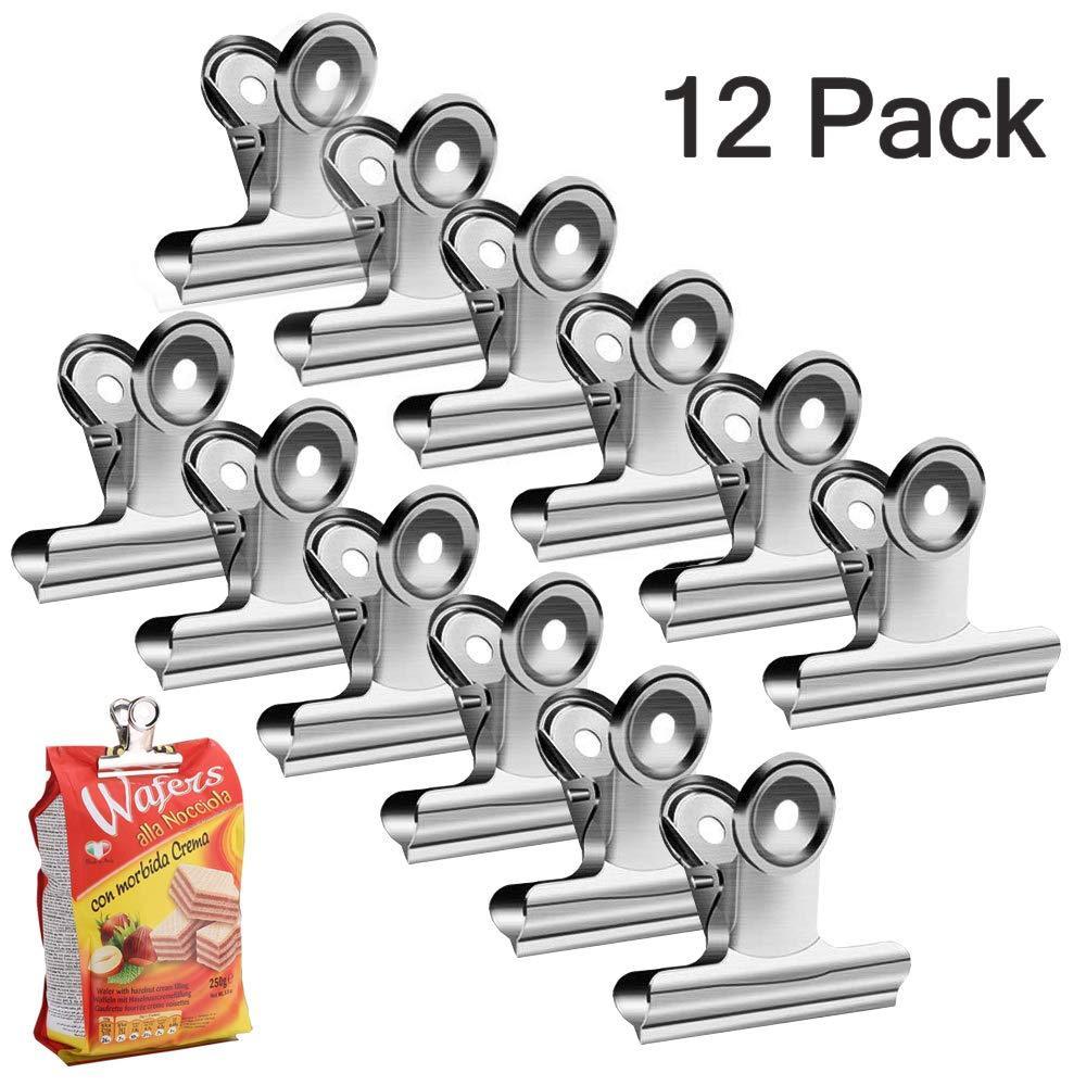 Top rated chip clips heavy duty thicker metal chip bag clips paper clips clamps grip clips for kitchen office 12 pcs 3 inch